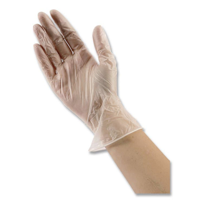 V5201 Series Powder-Free Vinyl Gloves, Small, 3 mil Thick, 9" Long, Clear, 100/Box