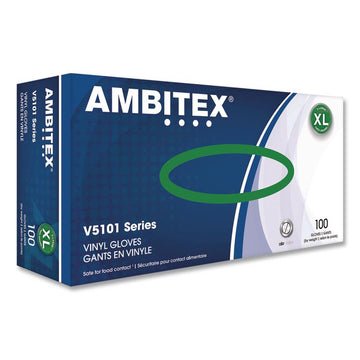 V5101 Series Latex-Free Lightly Powdered Vinyl Gloves, X-Large, 3 mil Thick, 9" Long, Clear, 100/Box
