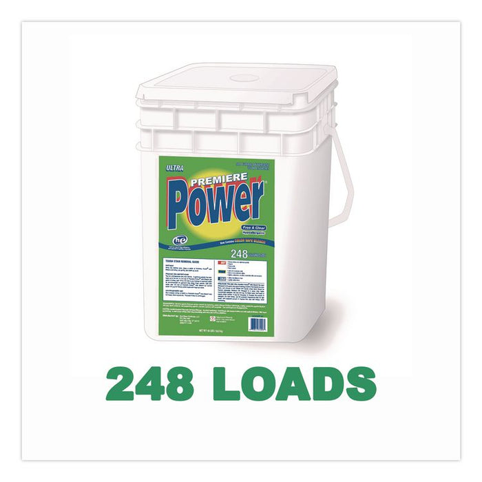 Premiere Power Laundry Detergent, HE Compatible, Free and Clear, 40 lb Pail