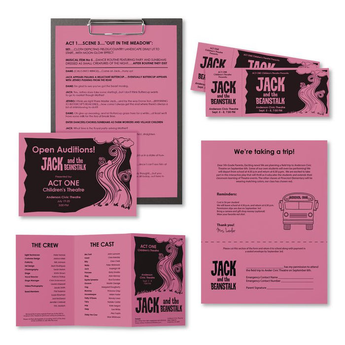 Color Paper, 24 lb Bond Weight, 8.5 x 11, Pulsar Pink, 500 Sheets/Ream, 10 Reams/Carton