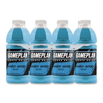 Gameplan Sports Drink, Mixed Berry, 20 oz Bottle, 24/Carton