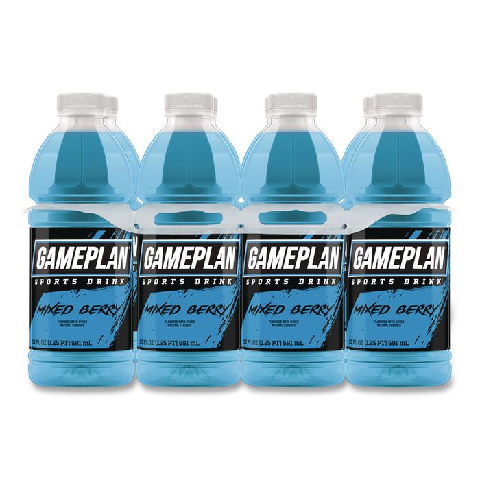 Gameplan Sports Drink, Mixed Berry, 20 oz Bottle, 24/Carton