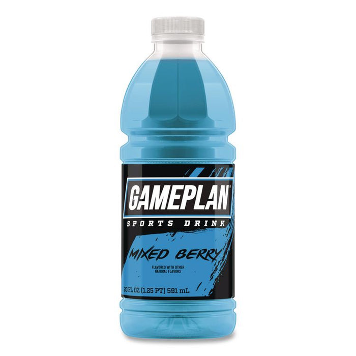 Gameplan Sports Drink, Mixed Berry, 20 oz Bottle, 24/Carton