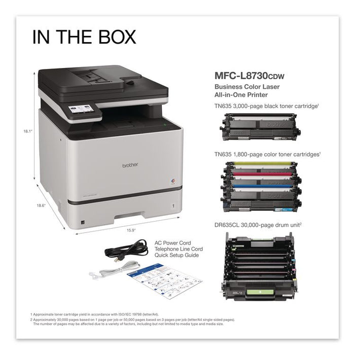MFCL8730CDW Business Color Laser All-in-One Printer, Copy/Fax/Print/Scan