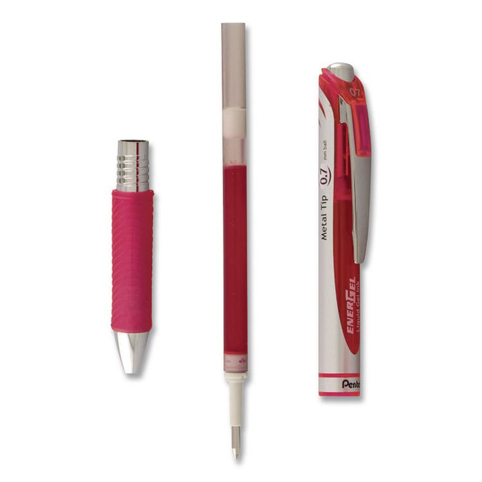 EnerGel RTX Gel Pen, Retractable, Medium 0.7 mm, Red Ink, Red/Gray Barrel, 3/Pack