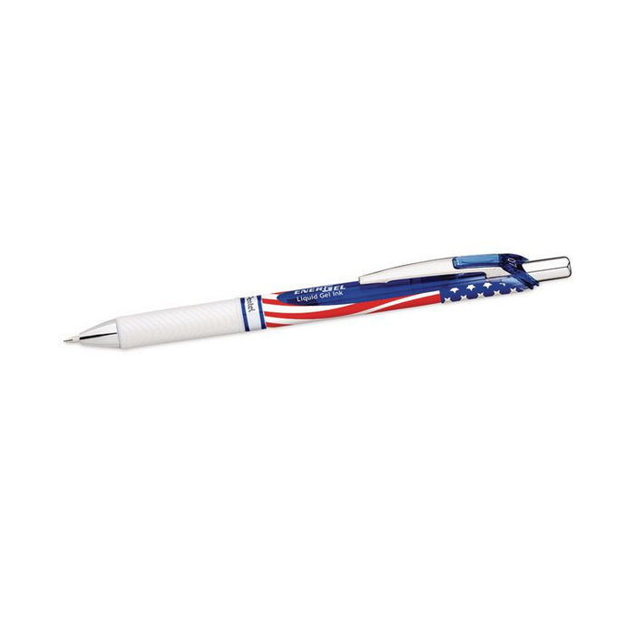 EnerGel RTX Stars and Stripes Gel Pen, Retractable, Medium 0.7 mm, Black Ink, Red/White/Blue Barrel, 3/Pack