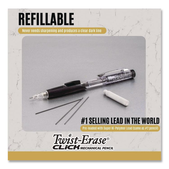 Twist-Erase CLICK Mechanical Pencil, 0.7 mm, HB (#2), Black Lead, Assorted Barrel Colors, 6/Pack