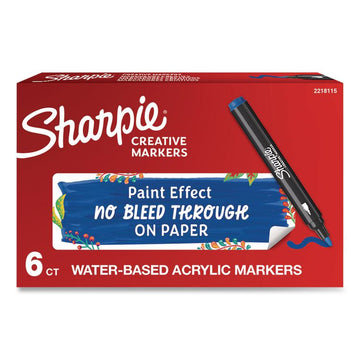 Sharpie Creative Markers - Blue Ink - Water Based, Acrylic Based - 6 / Box