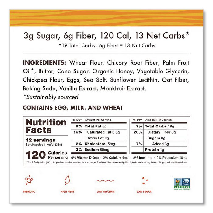 Wafels - Single Serve, Honey and Oats, 1.16 oz Pack, 12/Box
