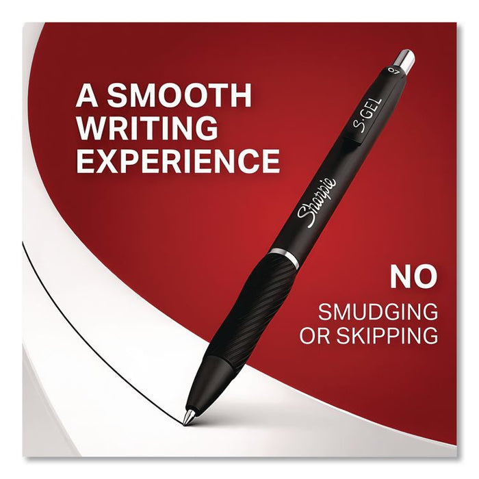 S-Gel High-Performance Gel Pen, Retractable, Fine 0.5 mm, Blue Ink, Black Barrel, 4/Pack