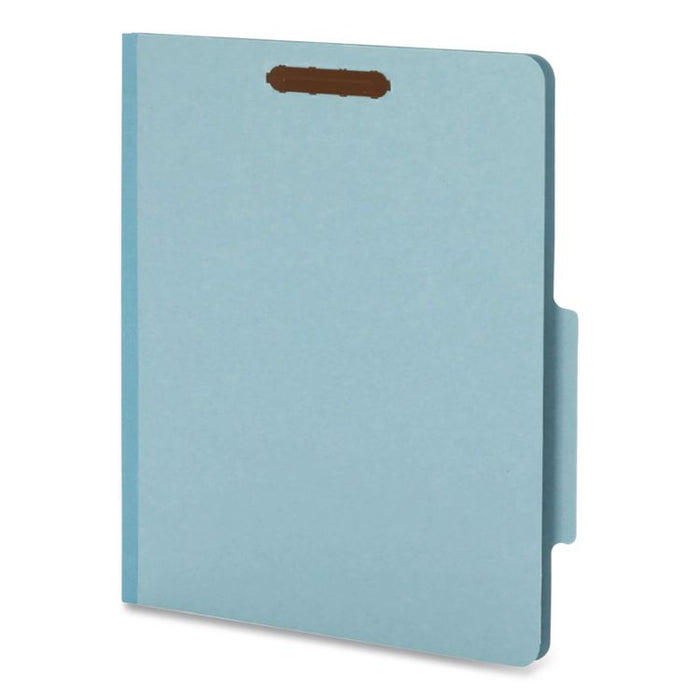 Pressboard Top Tab Classification Folders, 2/5-Cut Tab, Expands 2.5", 2 Dividers, 6 Fasteners, Letter Size, Light Blue, 10/BX