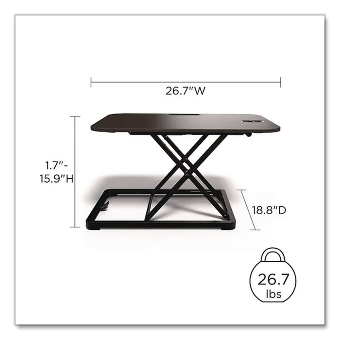 FlexFit Manual Rectangular Adjustable Desk Converter, 26.7 x 18.8 x 1.7 to 15.9, Black