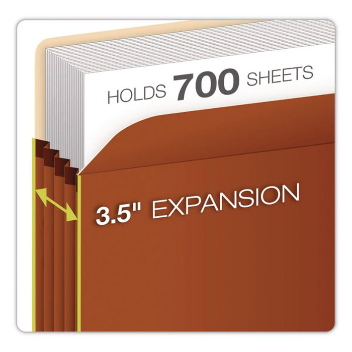 End Tab FIle Pocket, 3.5" Expansion, Legal Size, Redrope, 10/Box