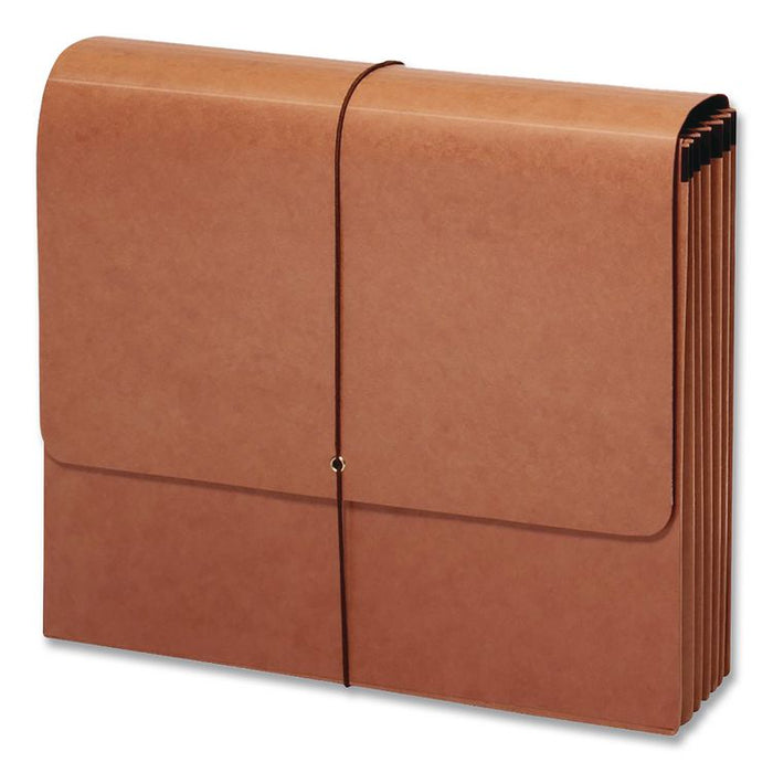 Earthwise by Pendaflex Reinforced Recycled Expanding Wallet, 5.25" Exp, 1 Section, Elastic Cord Closure, Letter Size, Redrope