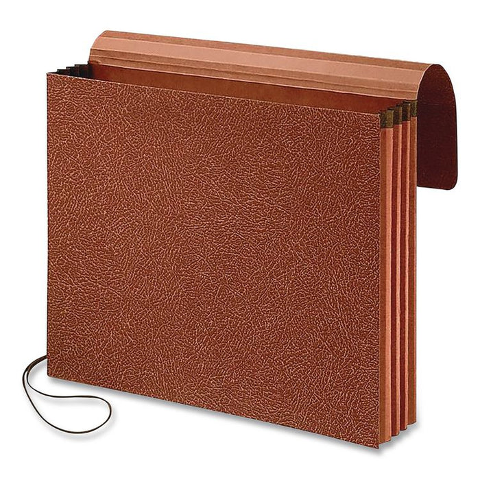Earthwise by Pendaflex Reinforced Recycled Expanding Wallet, 5.25" Exp, 1 Section, Elastic Cord Closure, Letter Size, Redrope