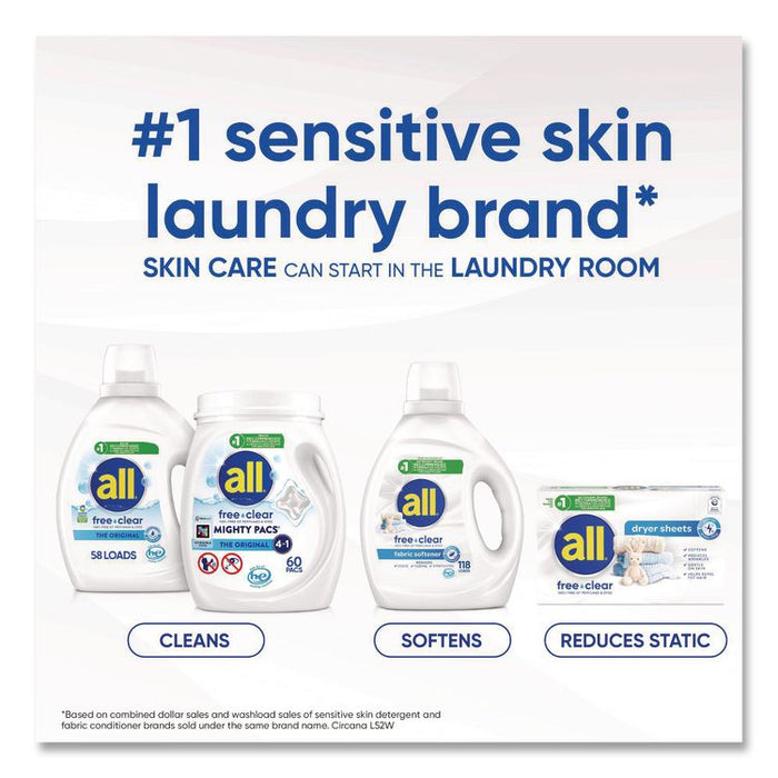Free Clear HE Laundry Detergent, 118 oz Bottle, 4/Carton