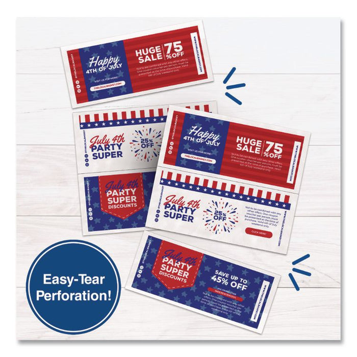 Perforated Paper, 3.66" and 7.33" from Bottom, 92 Bright, 24 lb Bond Weight, 8.5 x 11, White, 500/Ream, 5 Reams/Carton