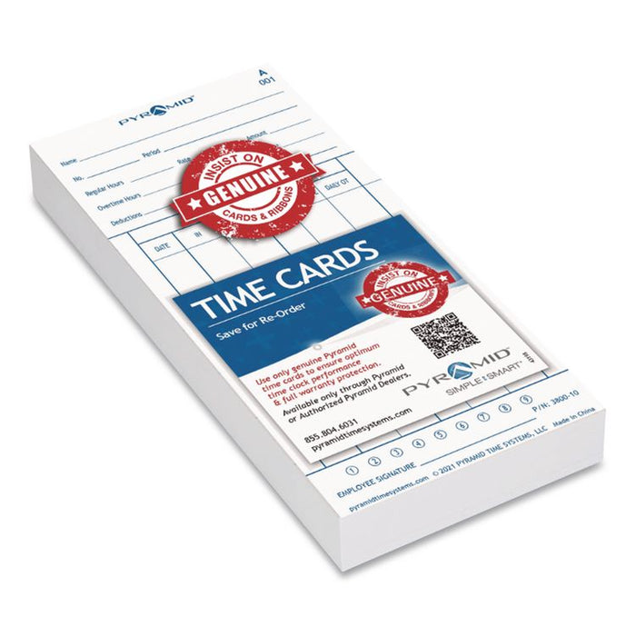 Time Clock Cards For 3800 Time Clock, 1,000/Carton