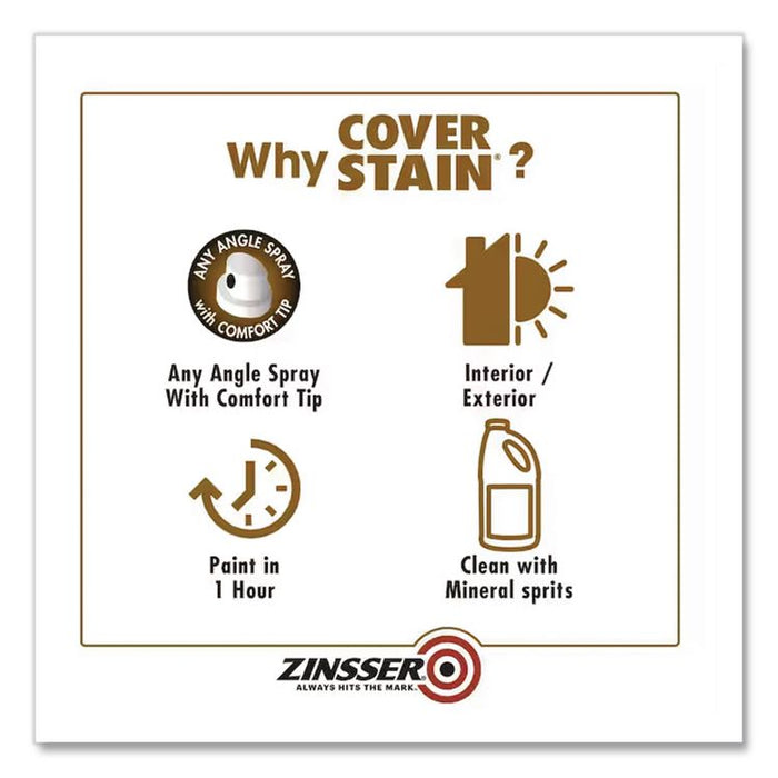 Cover Stain Oil-Based Spray Primer, Interior/Exterior, Flat White, 13 oz Aerosol Can, 6/Carton