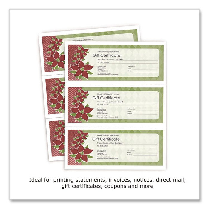 Perforated Paper, 3.66" and 7.33" from Bottom, 92 Bright, 20 lb Bond Weight, 8.5 x 11, White, 500/Ream, 5 Reams/Carton