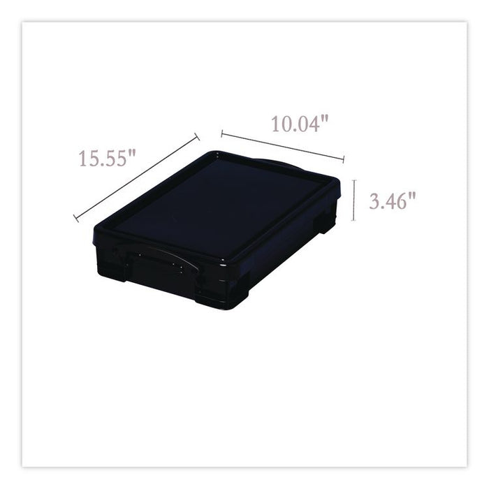 4.23 Qt. Latch Lid Storage Tote, 15.55" x 10.04" x 3.46", Solid Black