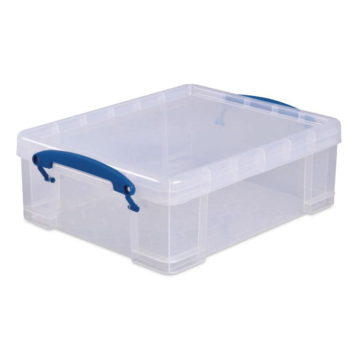 Snap-Lid Storage Bin, 2.14 gal, 11" x 14" x 5", Clear/Blue