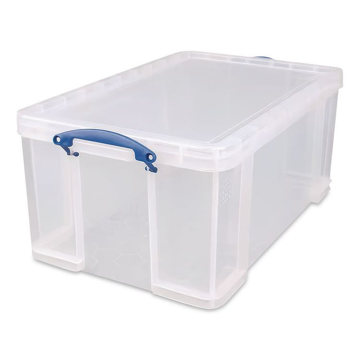 Snap-Lid Storage Bin, 16.9 gal, 17.31" x 28" x 12.25", Clear/Blue