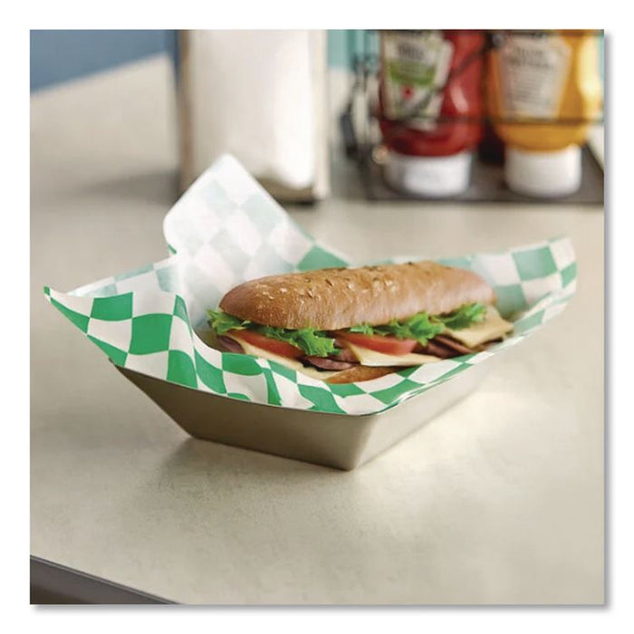 Grease-Resistant Paper Wraps and Liners, 12 x 12, Green Check, 1,000/Box, 5 Boxes/Carton