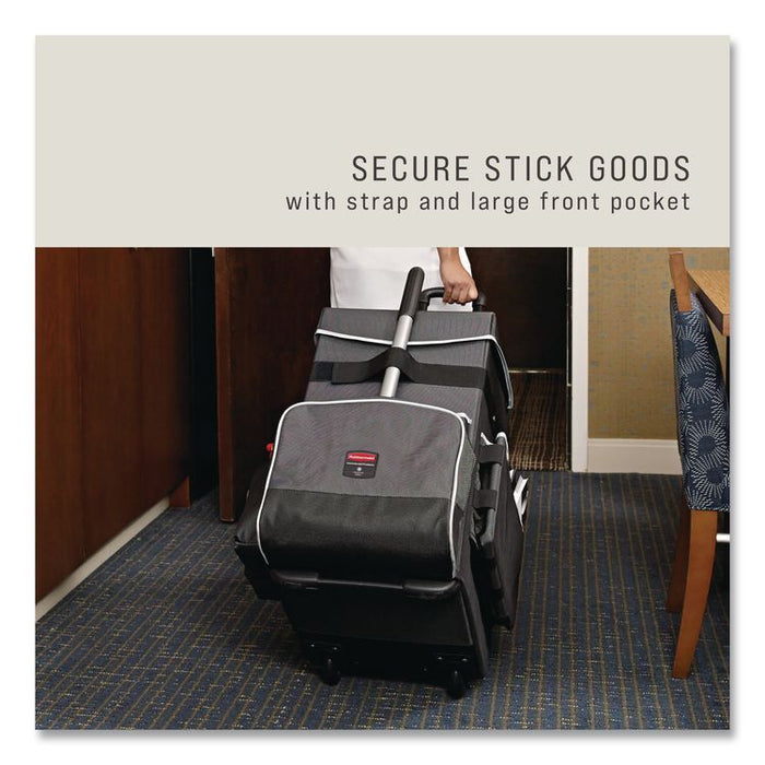 Executive Quick Clean Janitorial Cart, Synthetic Fabric, 16 Compartments, 14.25" x 16.5" x 25", Dark Gray