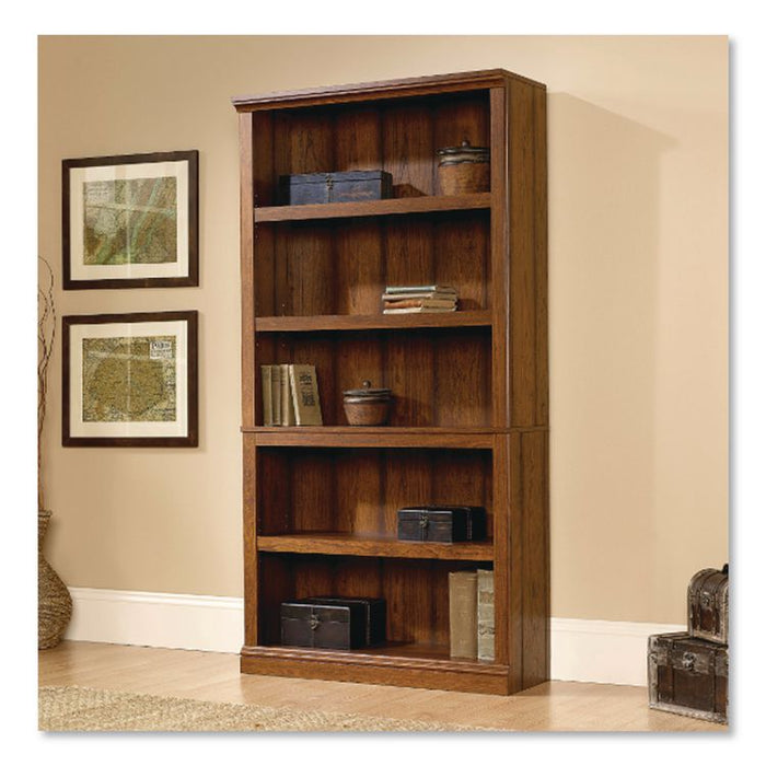 Select Collection Bookcase, Five-Shelf, 35.27w x 13.22d x 69.76h, Oiled Brown
