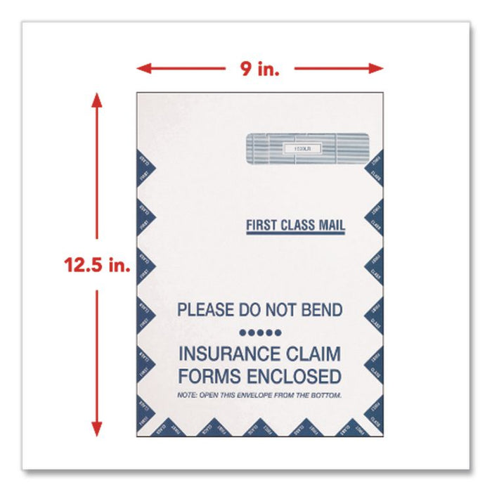 Jumbo CMS-1500 Health Insurance Form Envelopes for 50 Forms, Square Flap, Self-Adhesive Closure, 9 x 12.5, White, 100/Pack