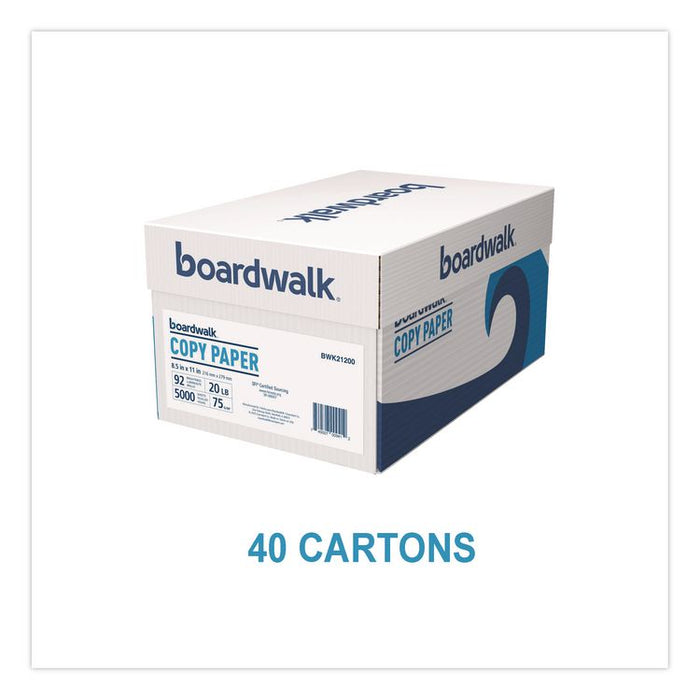 Copy Paper, 92 Bright, 20 lb Bond Weight, 8.5 x 11, White, 500 Sheets/Ream, 10 Reams/Carton, 40 Cartons/Pallet