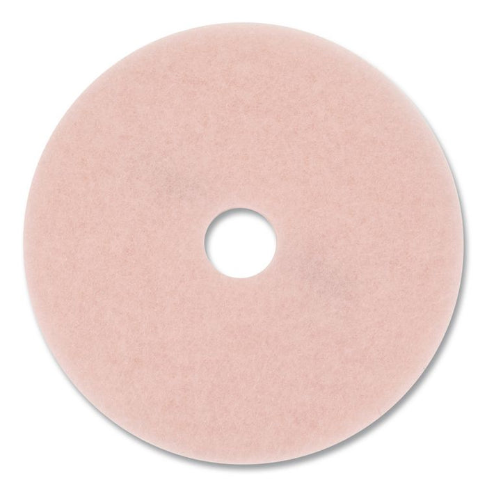 Burnish Floor Pads, 28" Diameter, Pink, 5/Carton
