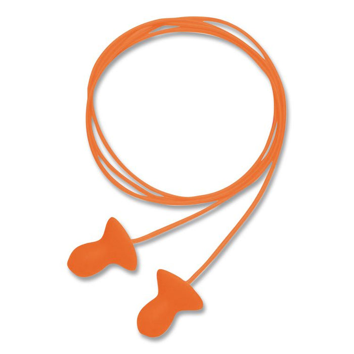 Quiet Multiple-Use Earplugs, Corded, 26 dB NRR, One Size Fits Most, Orange Bell/T-Shaped Plugs, 100/Box