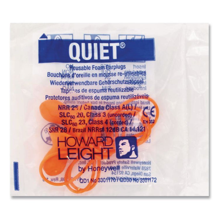 Quiet Multiple-Use Earplugs, Corded, 26 dB NRR, One Size Fits Most, Orange Bell/T-Shaped Plugs, 100/Box