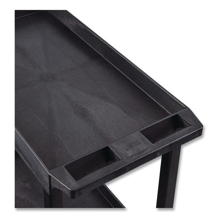 TUFFY XL Three-Shelf Heavy-Duty Multipurpose Utility Cart, Plastic, 375 lb Capacity, 35.25" x 18" x 37.25", Black
