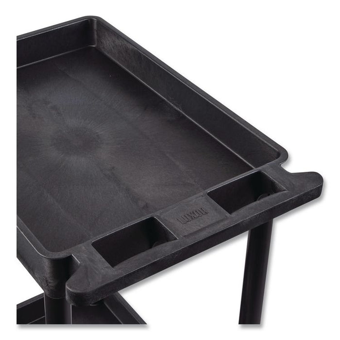 ENDURA Two-Shelf Utility Cart, Plastic, 300 lb Capacity, 26.5" x 18.5" x 37.5", Black