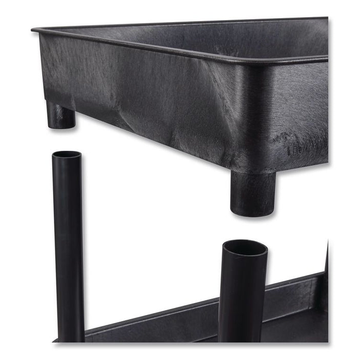 ENDURA Three-Shelf Utility Cart, Plastic, 300 lb Capacity, 26.5" x 18.5" x 39.25", Black
