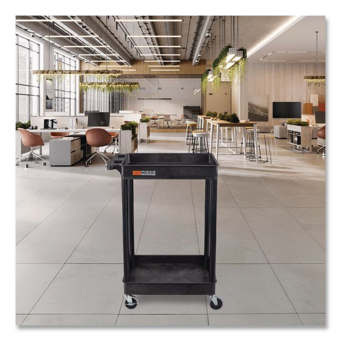 ENDURA Two-Shelf Utility Cart, Plastic, 300 lb Capacity, 26.5" x 18.5" x 37.5", Black