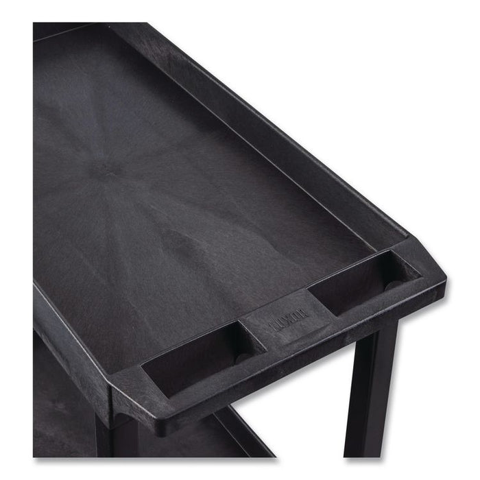 TUFFY XL Two-Shelf Heavy-Duty Multipurpose Utility Cart, Plastic, 500 lb Capacity, 35.25" x 18" x 35.5", Black