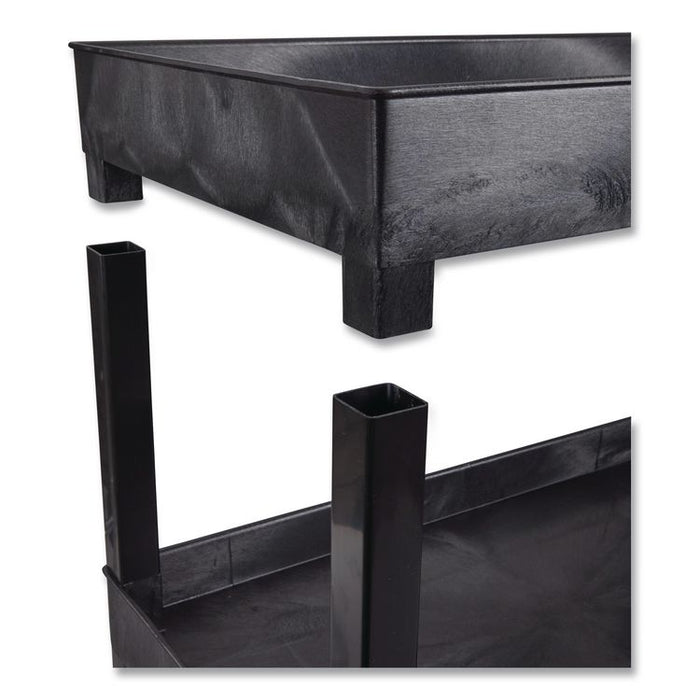 TUFFY XL Two-Shelf Heavy-Duty Multipurpose Utility Cart, Plastic, 500 lb Capacity, 35.25" x 18" x 35.5", Black