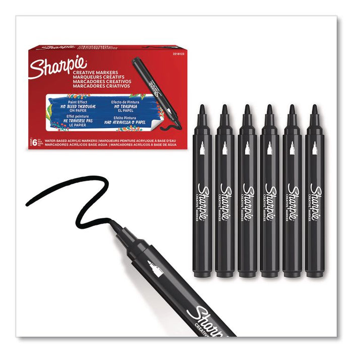 Creative Markers, Bullet Tip, Black, 6/Pack