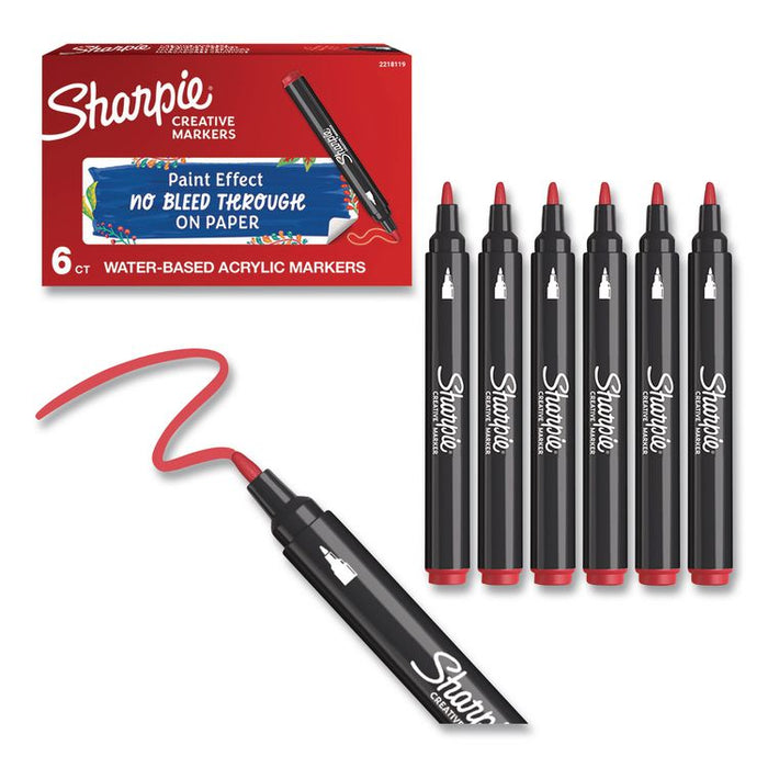 Creative Markers, Bullet Tip, Red, 6/Pack
