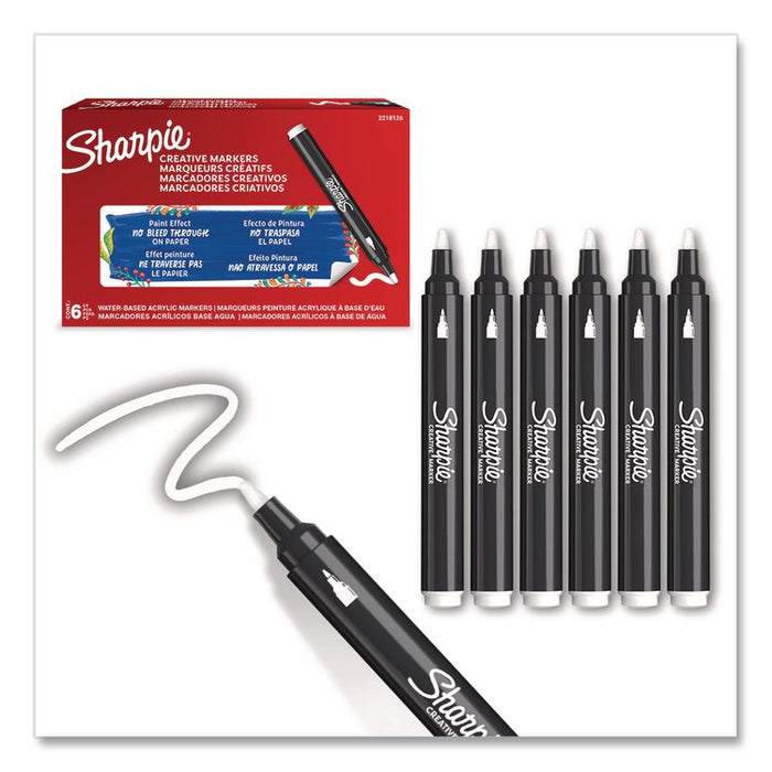 Creative Markers, Bullet Tip, White, 6/Pack