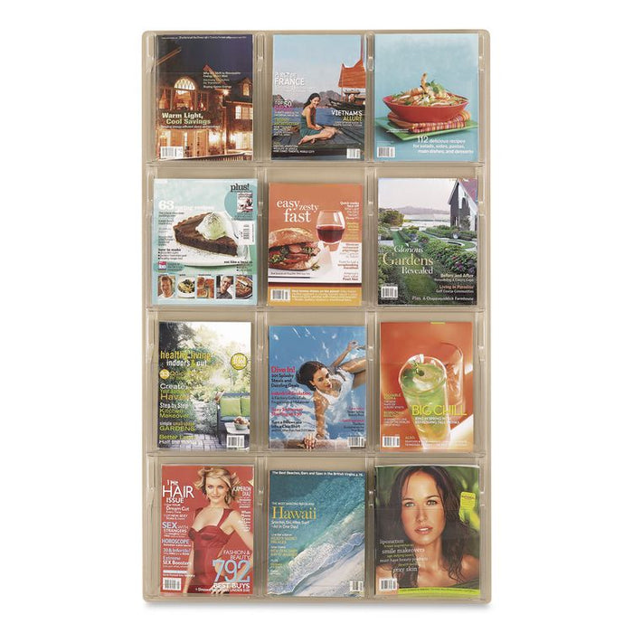 Reveal Clear Literature Displays, 12 Compartments, 30w x 2d x 49h, Clear