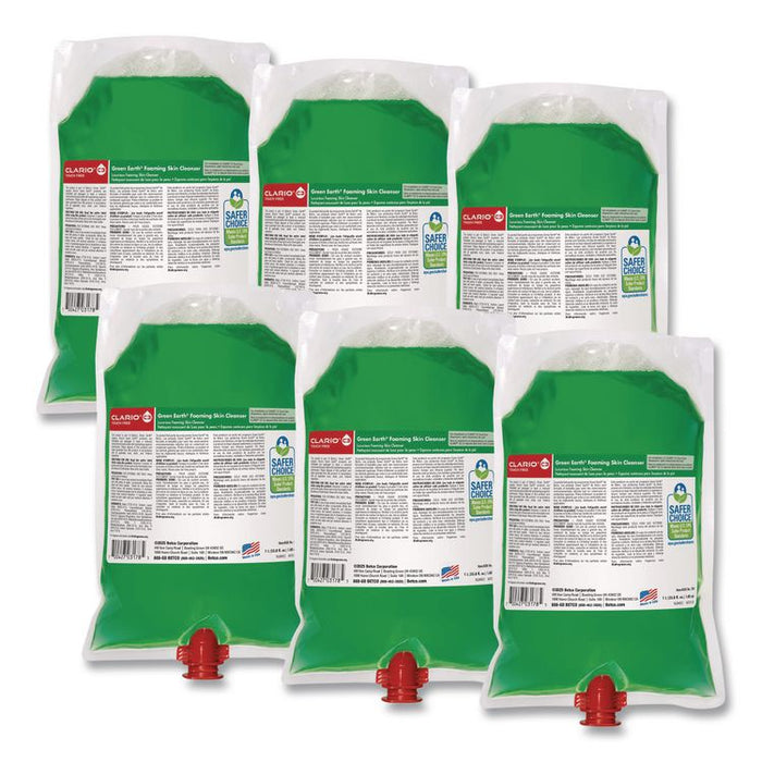 Clario C3 Touch Free Green Earth Foaming Skin Cleanser, Fresh Meadow, 1,000 mL Refill Bag, 6/Carton