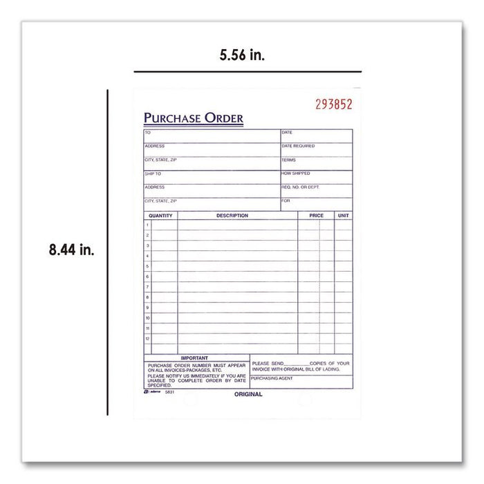 Multipart Purchase Order Pad, Three-Part Carbonless, 8.44 x 5.56, 50 Sets/Pad,10 Pads/Pack