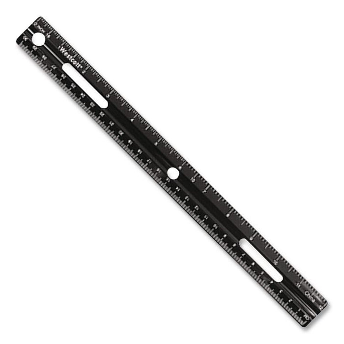 KleenEarth Recycled Ruler, Standard/Metric, 12" Long, Plastic, Black