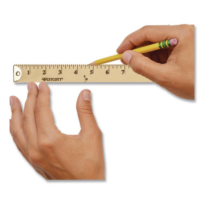 Wood Yardstick with Metal Ends, 36" Long. Clear Lacquer Finish