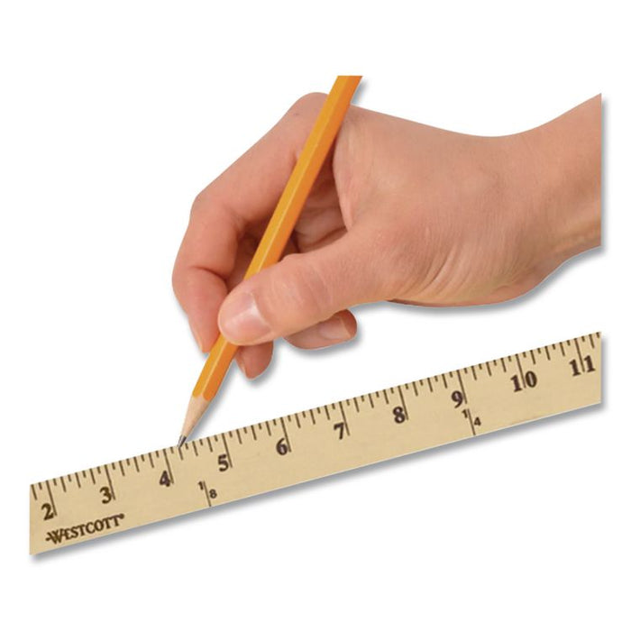 Wood Yardstick with Metal Ends, 36" Long. Clear Lacquer Finish